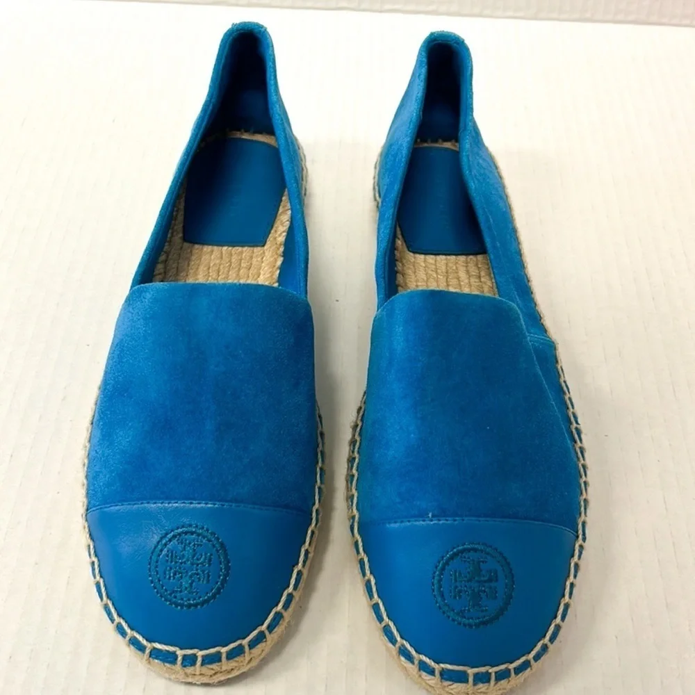 Tory Burch blue suede espadrilles